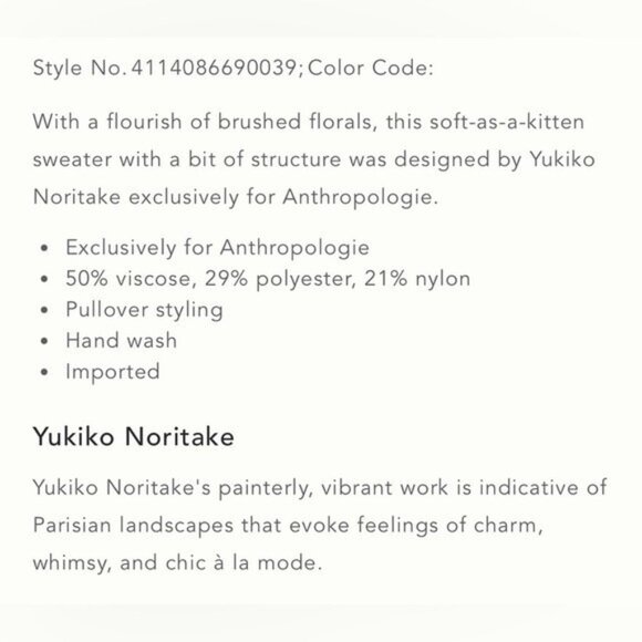 NWT Size M (P2P 22") -The Camryn Cropped Crewneck Sweater by Maeve (NWT US$ 98) - Picture 15 of 16